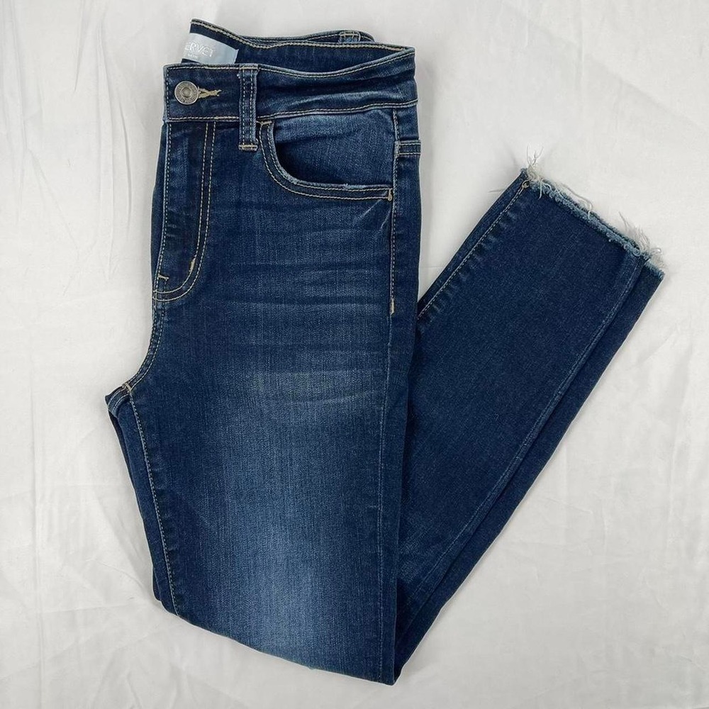 Vervet High Rise Skinny Slim Jeans Dark Wash Distressed Faded 27 Casual Everyday